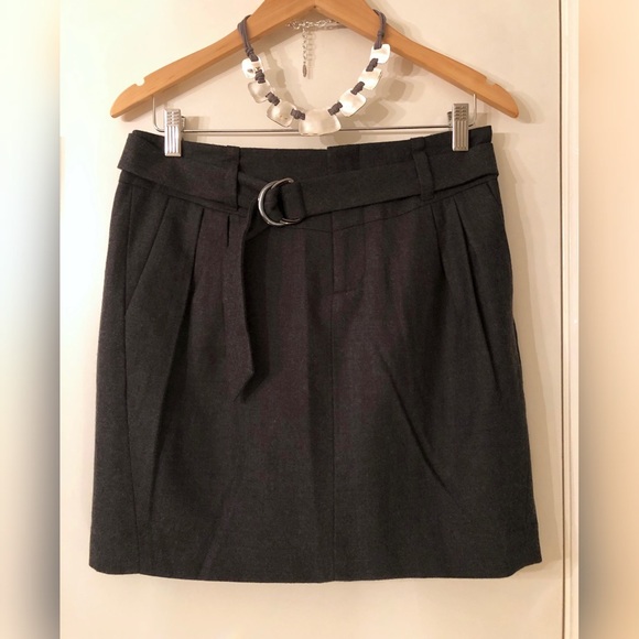 BANANA REPUBLIC Gray Lined Wool Skirt w/ Belt NWT - Picture 3 of 8